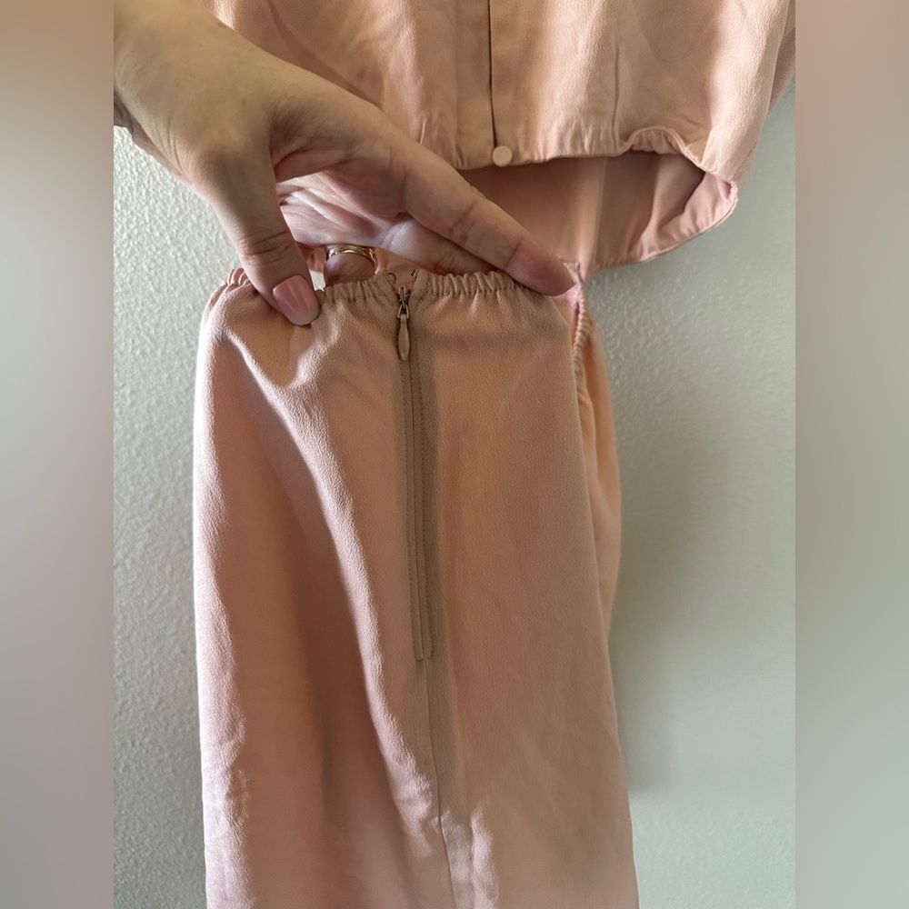 Abercrombie & Fitch Angel Sleeve Lightweight Cut Out Soft Pink Mini Dress XS - Picture 6 of 8